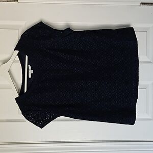 Boden womens lined lace short sleeve blouse, navy, size 16